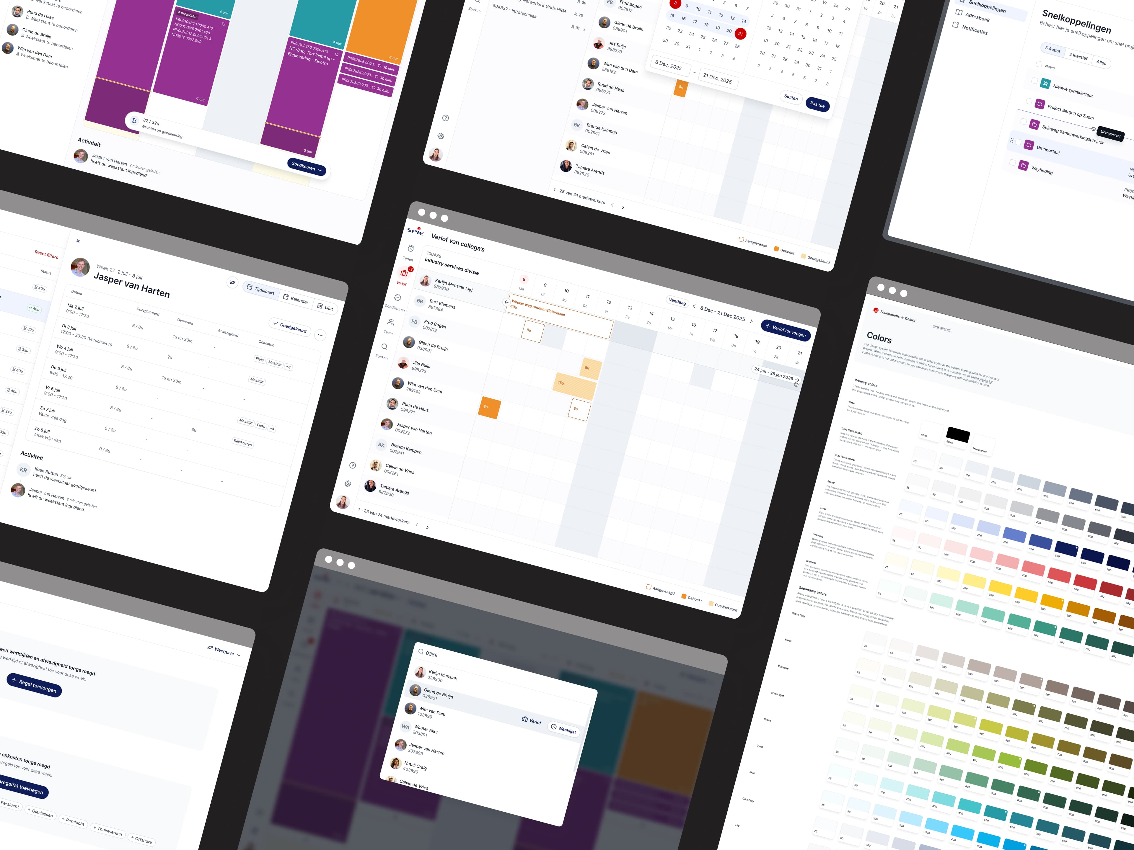 Componenten uit het SPIE design system, in de merkkleuren van SPIE.