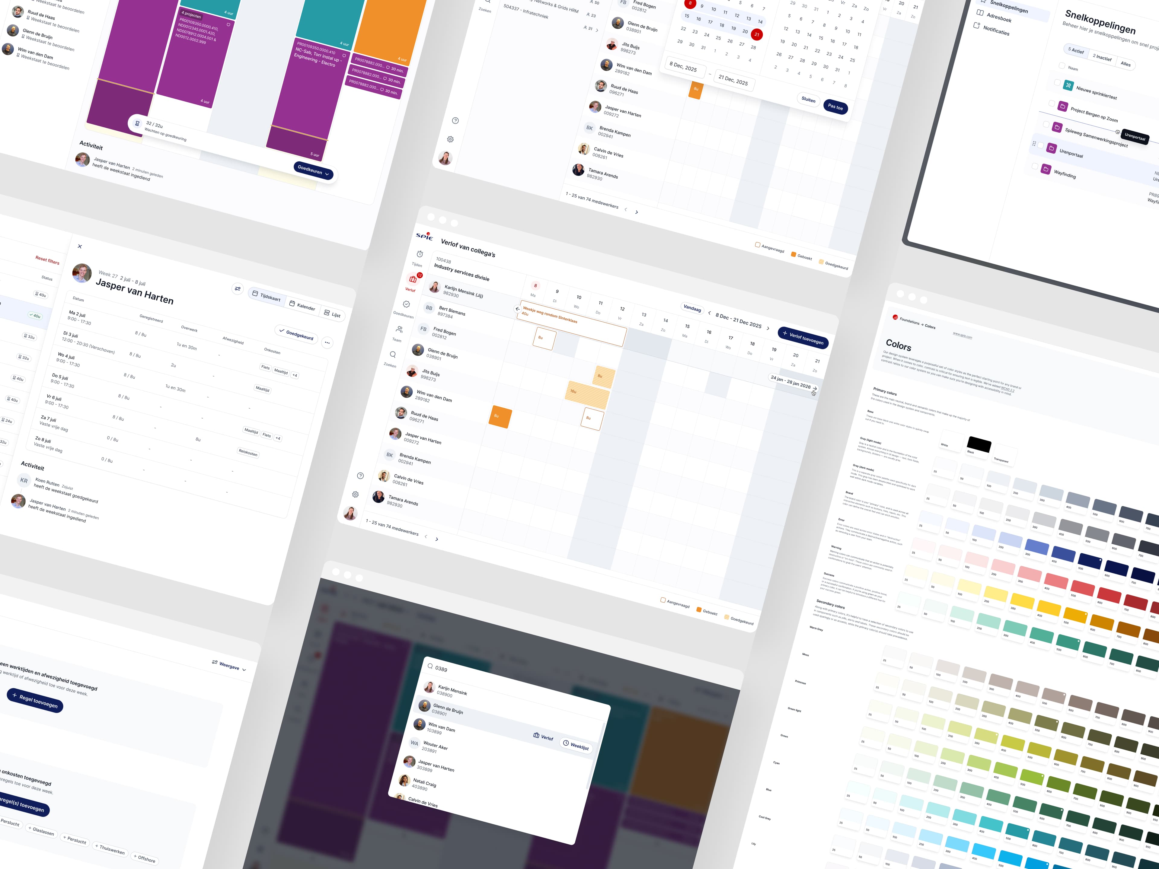 Componenten uit het SPIE design system, in de merkkleuren van SPIE.